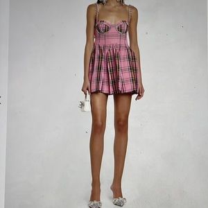 Never worn size 0 Area Crystal embellished bustier dress